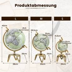 Ø 21 cm Antik klot med metallbotten Roterande studentglob Geografisk klot Ø 21 cm
