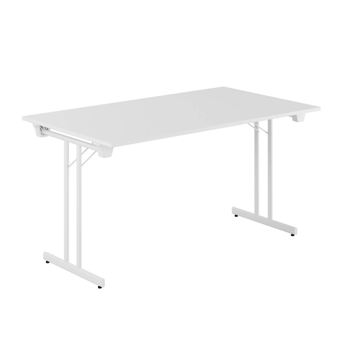 Fällbart bord Dinner Style, Storlek 140 x 60 cm, Bordsskiva Vit, Stativ Vit