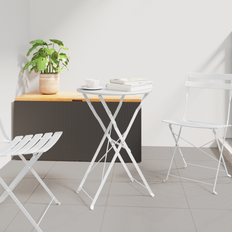 vidaXL Sammenklappeligt Bistro Bord Hvid Ø50x71 cm Pulverlakeret Stål