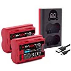 Baxxtar NP-W235 batteri MaxProtect (2x 2600mAh) med aktiv NTC-sensor och V1-hölje – laddare Mini 18882 USB Dual LCD – Fuji GFX-50s II GFX-100S GFX-100 II X-H2 X-H2S X-S20 X-T4 X-T5