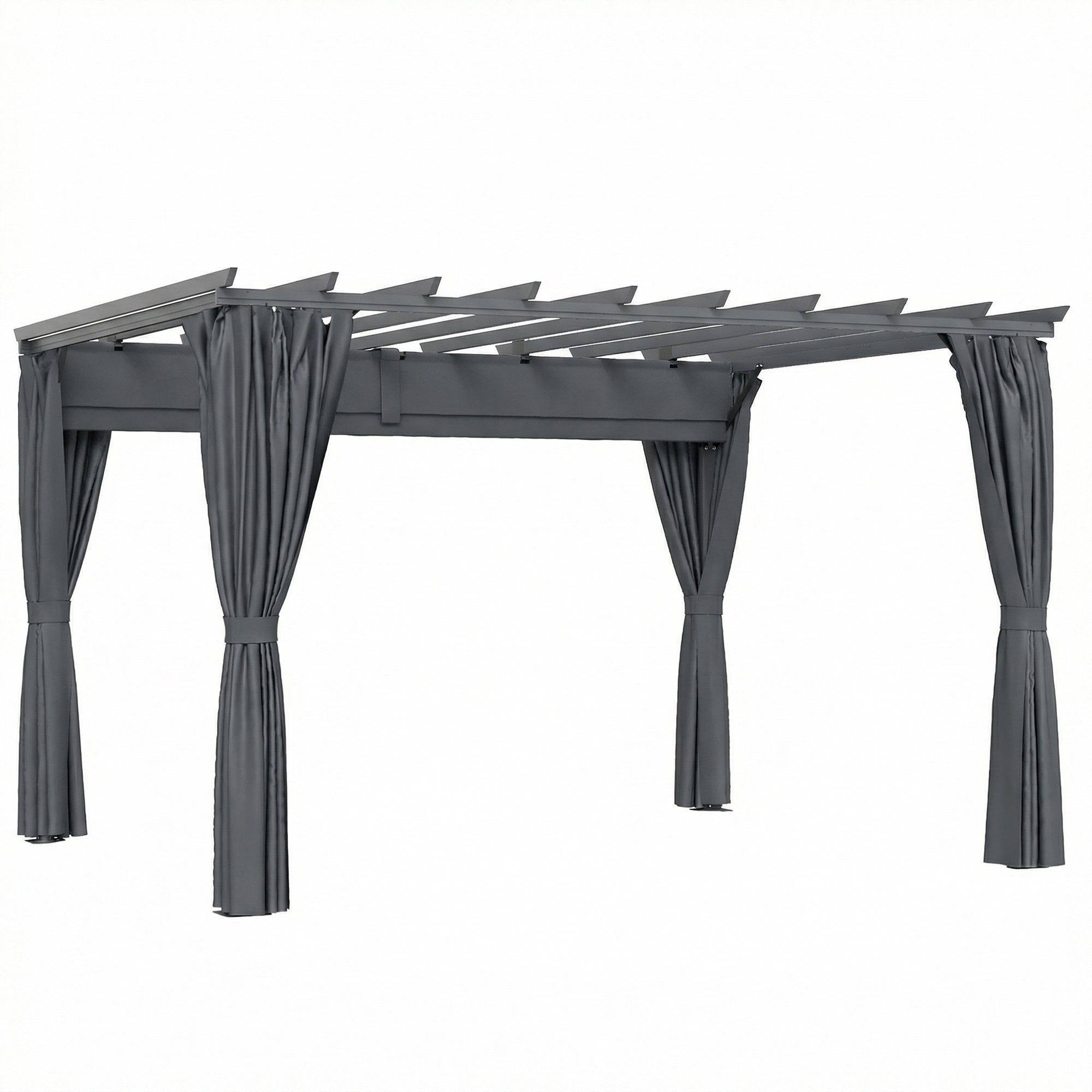 Pergola ca. 3,6x3 m, havepavillon, terrassetag af aluminium, havepavillon med justerbart tag, mørkegrå