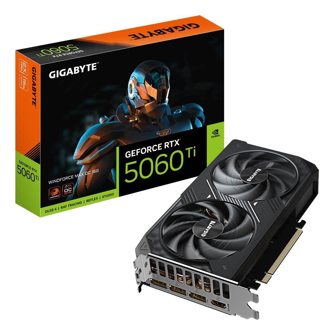 Grafikkort Gigabyte GeForce RTX 5060 Ti Windforce Max OC 16G - 16 GB GDDR7, PCIe 5.0