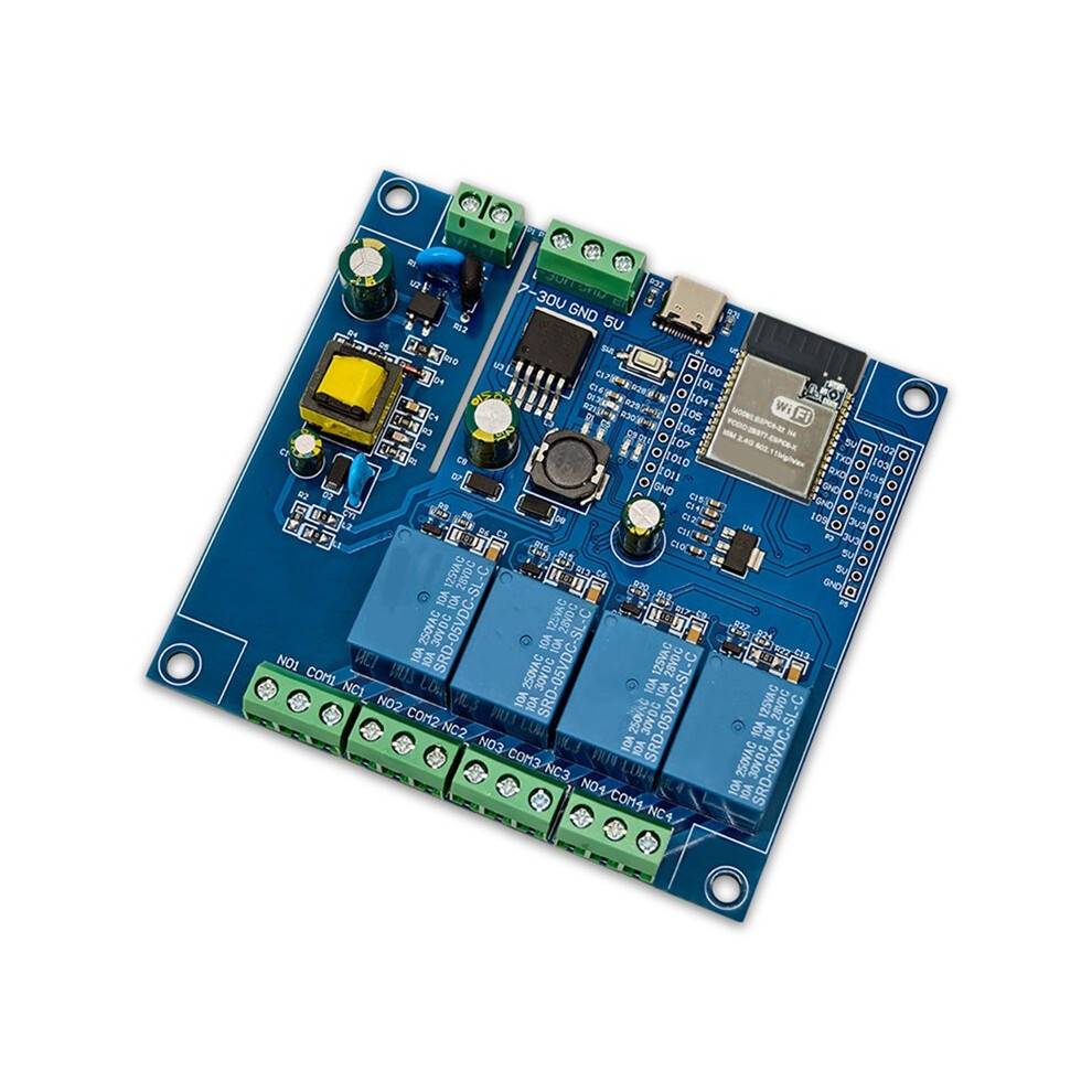 ESP32-C6 WiFi6 BLE 4CH Relay Module Development Board AC220V/DC5-30V for Homes Wireless Control
