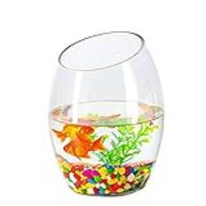 Litet akvarium,Start akvarium, Glas, rund guldfisktank, förtjockad hydroponisk sköldpaddatank, stationär skrivbord, sned mun, genomskinlig liten guldfisktank, akvarium,(7.48IN)