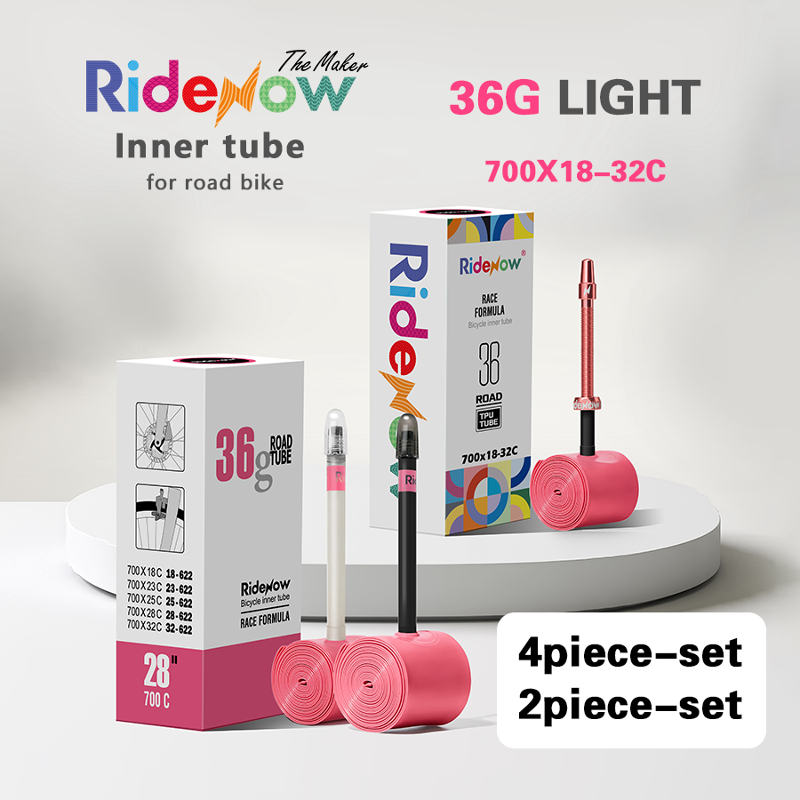 RideNow 700x18-32c Road Bicycle Ultralight 36g TPU Inner Tube Plastic / Alloy Valve Stem 2/4piece set