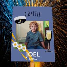 Studentplakat Grafisk Blå Grattis