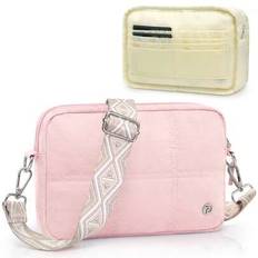Crossbody Bags For Women, Small Quilted Shoulder Handbag With Adjustable Guitar Strap And Card Slots, Travel Purse - Pink