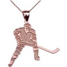 Men's Hockey Player Pendant Necklace in 9ct Rose Gold - rose gold