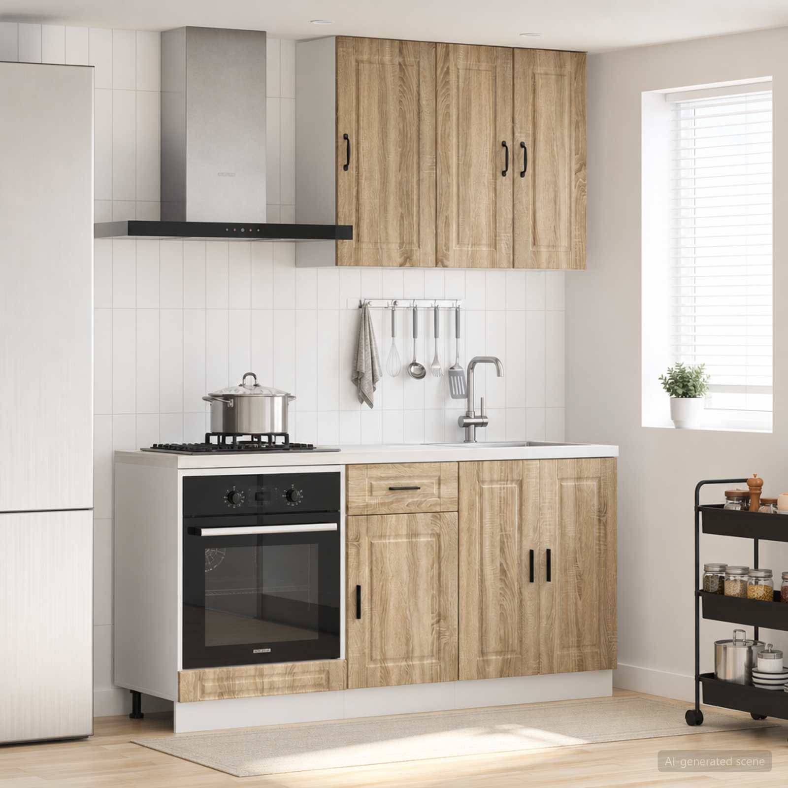 vidaXL Køkken enhed PORTO 5 pcs Sonoma-eg Konstrueret træ.