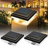 YOHAYO Solar Post Cap Light Solar staket stolp ljus Solar stolp ljus Solcellslampor för utomhus staket Vattentät IP65 Varmvit för stolpe Patio staketstolpe 2 st. (Svart)