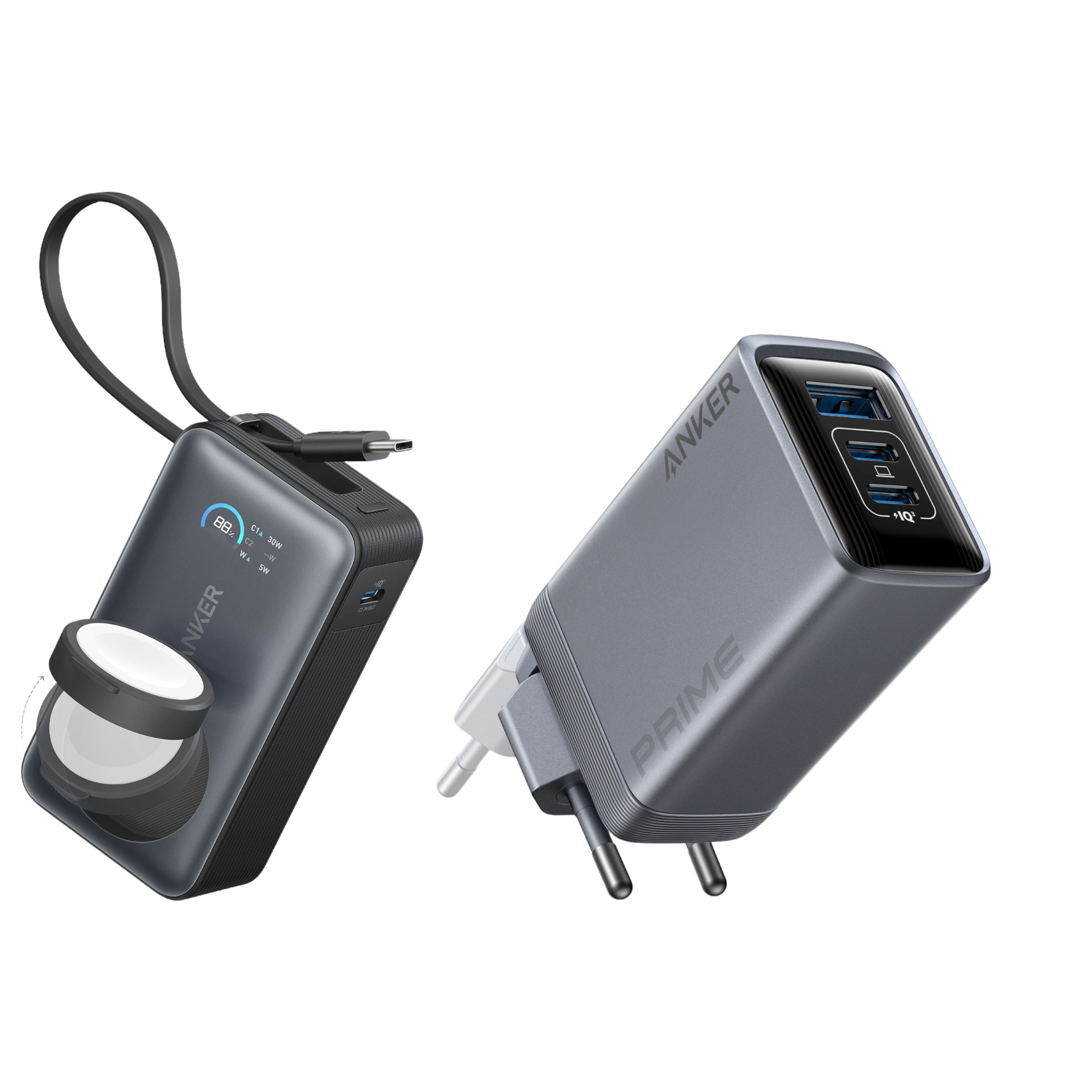 Anker MagGo Power Bank (10K, 35W, For Apple Watch) + Anker Prime Charger (100W, 3 Ports, GaN)