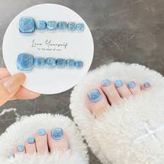12 st/set handgjorda lösnaglar för nagelkonst, återanvändbara press-on nageltippar med nagellim och fil, lämpliga för lärare, studenter, affärs- och f - Multifärgad