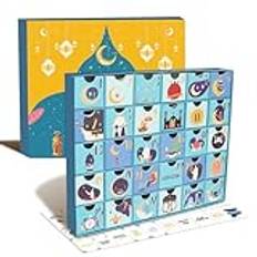 Ramadankalender, ramadan-adventskalender med 30 nedräkningslådor för DIY-fyllning, förmonterad låda för ramadandekorationer, engagera dina barn med en vacker Ramadan- och Eid-present för barn