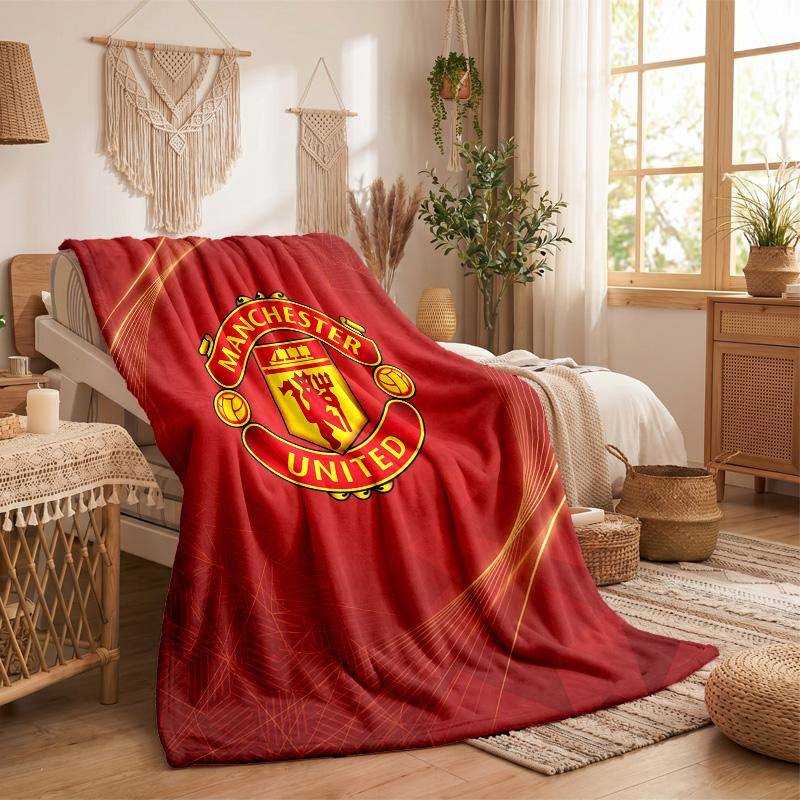 Manchester United Theme Fleece Blanket Cozy Soft Plush Blanket For Bedroom Couch Travel