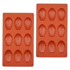 burkfeeg 2 st Madeleine silikonform, madeleine bakformar non-stick mini skal Madeleine tårta bricka cupcake chokladpudding (18 hål)