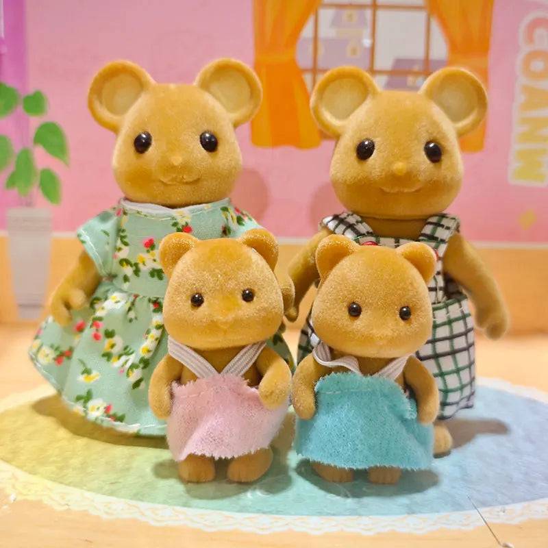 Forest Family Reindeer Rabbit Panda Animal Simulation Dollhouse Furniture Toy Set - Garden Mouse Family