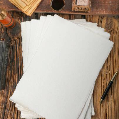 25 ark akvarellpapper, 220 g/m², Deckle Edge, grovt/strukturerat handgjort papper, bomullspapper, vitt strukturpapper (Multi-size)