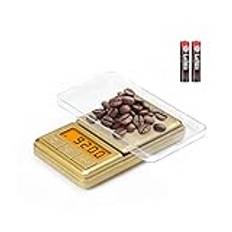 UNIWEIGH Mini fickvåg 100 g / 0,01 g, digital gramvåg med lock, liten resa uns våg för mat, örter, kryddor, guld, smycken, mynt, kök (batteri ingår