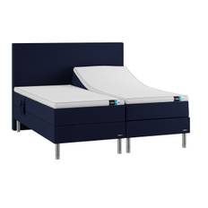 Temprakon boxelevationsseng inkl. sengeben (Blue, Aluminium sengeben, B180 x L200 cm, 2 enkelte topmadrasser)