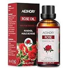 AESHORY Rosen Eterisk Olja 50ML, Terapeutisk Kvalitet Rosenolja, 100% Ren Naturlig Aromaterapi Eteriska Oljor för Luftfuktare Diffusorer, Massage, Bad, Hudvård, Lugn Och Sömn