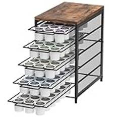 Coffee Pod Drawer for K Cup 90 Pod Pack Capacity Rack K Cup Holder Drawer Organizer for Coffee Station 5 Tier K Cup Coffee Pods Holder Suit for Home Office Cafe Counter, Black and Brown