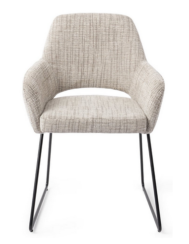 YANAI Spisebordsstol i stål og polyester H83 cm - Sort/Meleret toffee