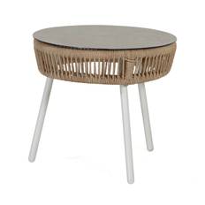 Olivia sidobord Cream/Natur Twist/Sand 3D-print Ø50 cm - Beige