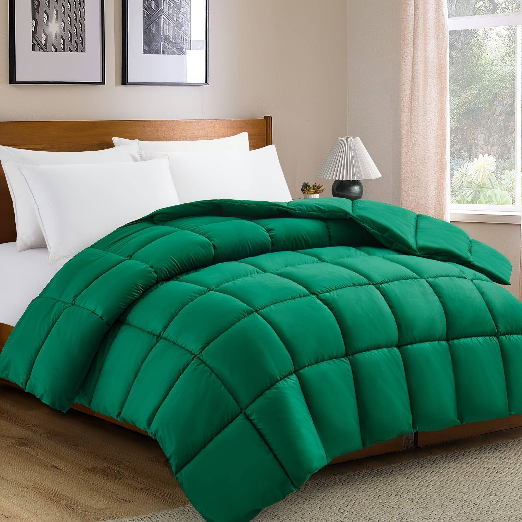 Luxe Säsongsöverkast med Vändbart Design och Mikrofiberfyllning - Mörkgrön / 173cm*229cm