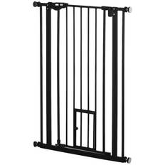 Høj Hundegitter med Selv-lukkende Dør – Sort, 68 x 104,1 cm