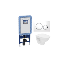 Geberit Sigma20 Vitkrom/Ifö Spira WC + Inbyggnadsfixturpaket