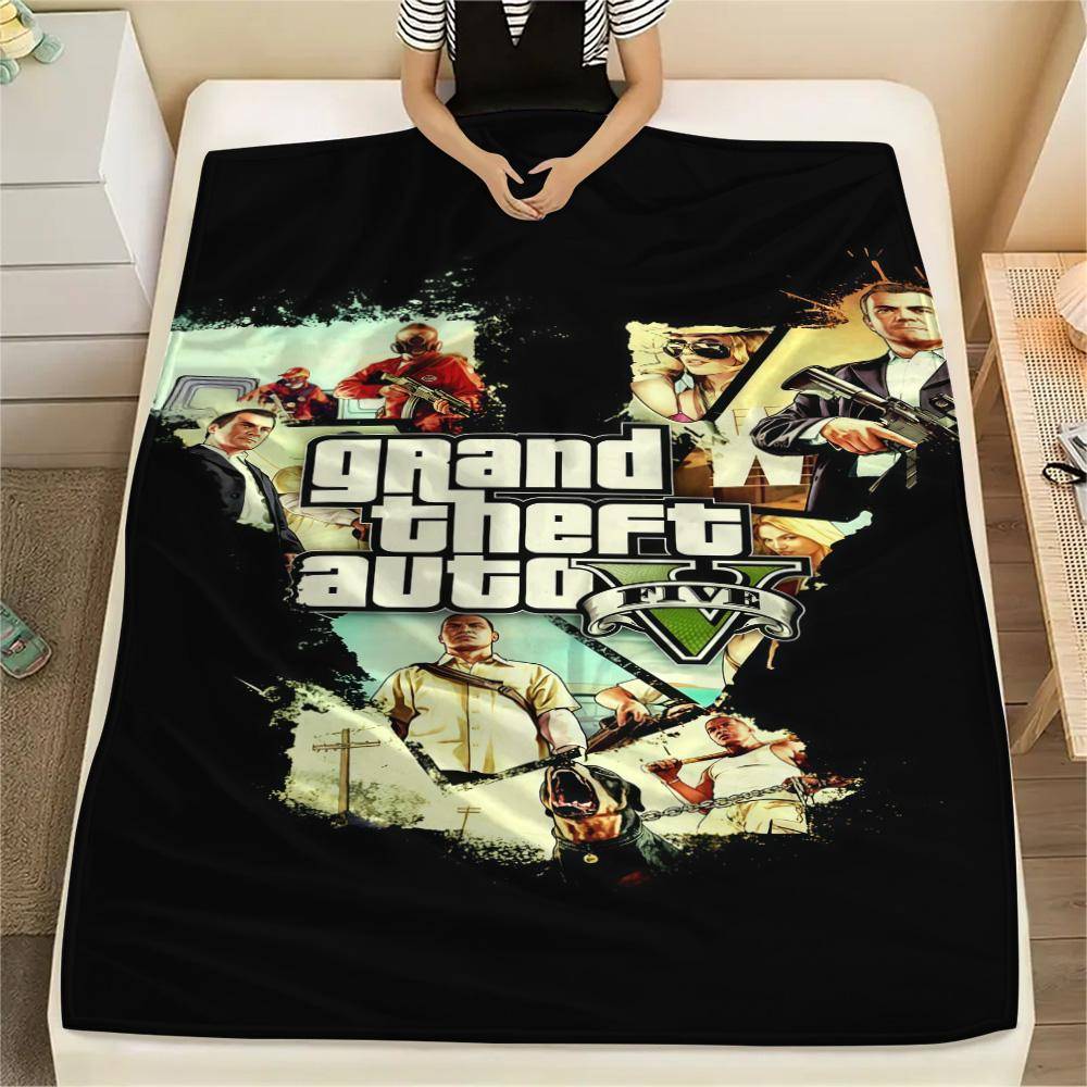GTA POSTER Tryck Flanellfilt, Hög kvalitet Bekväm för Alla Årstider, Heminredning, Värme och Komfort