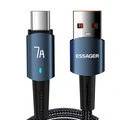 ESSAGER 7A USB-A to Type-C Cable QC VOOC IQOO SCP AFC Fast Charging Data Transmission Copper Core LIne 0.5M/1M/2M/3M Long for Huawei P50 for Xiaomi Mi12 for OPPO Reno9 for HonorX40 GT - Black 2M