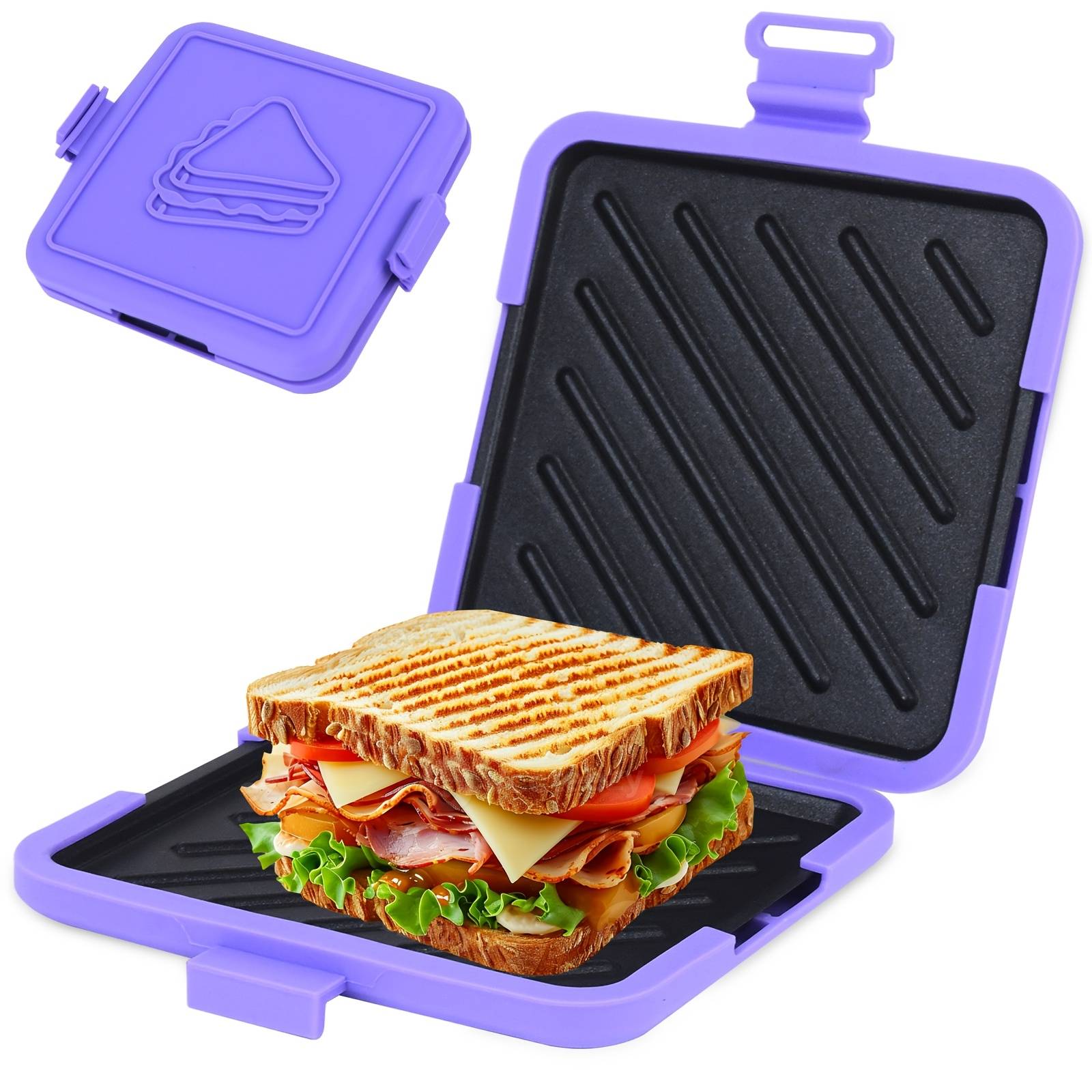 TEMU Microwave Sandwich Maker With Removable Grill Tray Quick Cooking And Breakfast Sandwich Maker Perfect For Sandwiches Dishwasher Safe