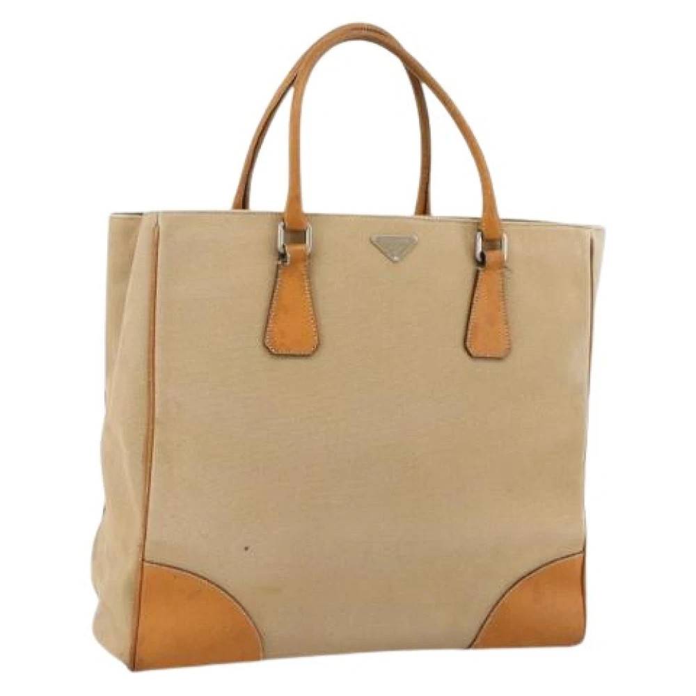 Prada Vintage Pre-owned Vintage Canvas Tote Bag - Vintage - Dame - Beige - ONE SIZE - Uld
