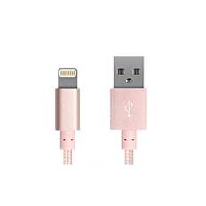 Flettet lightning kabel til iPhone & iPad. 1 m. Rose Gold.