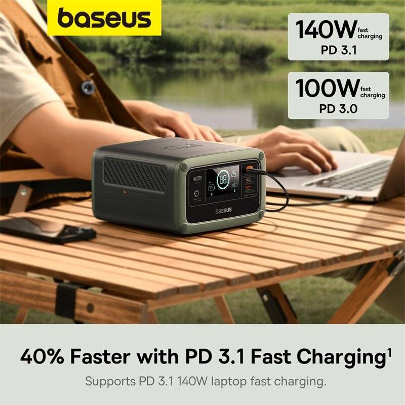 Baseus ioTa 140W 48000mAh Kraft Bank Station Extern Batteri Strömförsörjning med Dubbel USB-C + USB-A Stöd för PD3.1 Sna