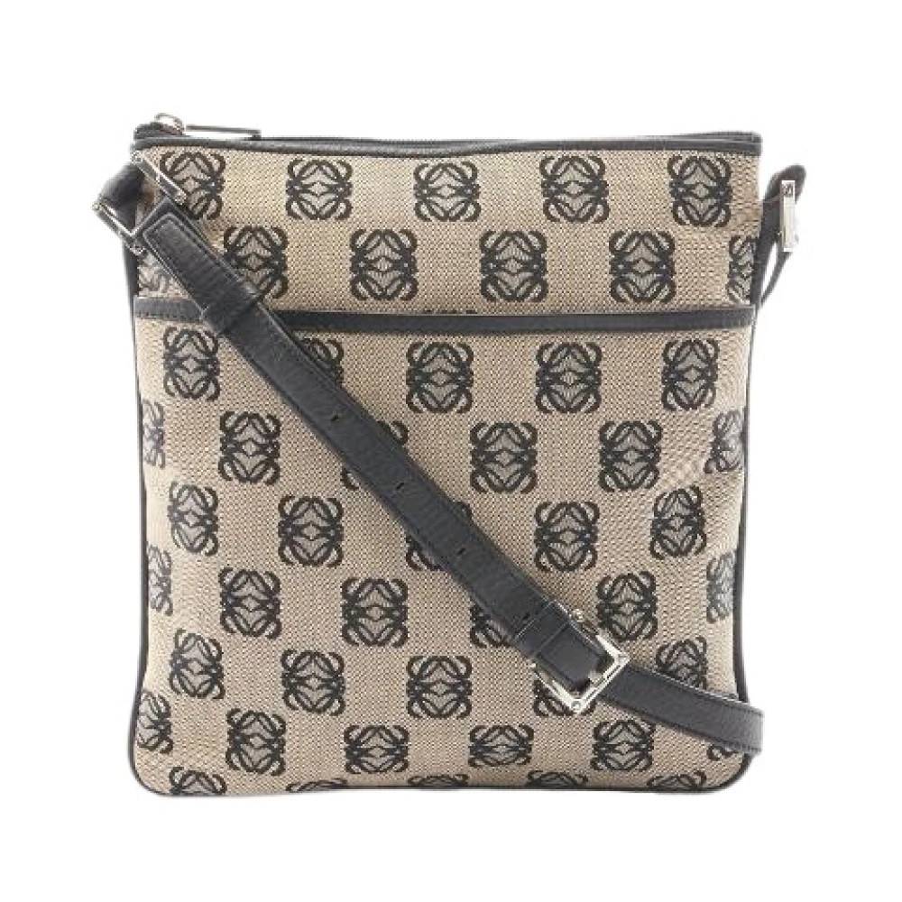 Loewe Pre-owned Pre-owned Anagram Skuldertaske i Læder - Vintage - Dame - Beige - ONE SIZE - Uld