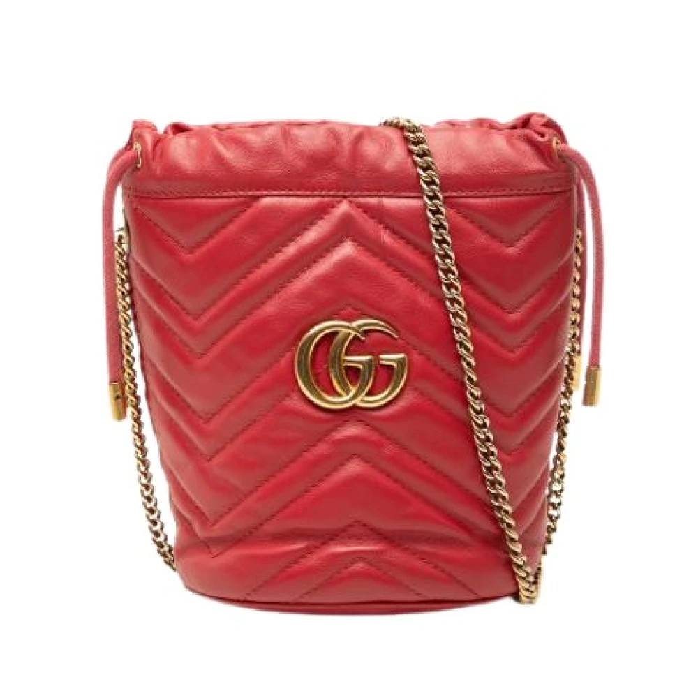 Gucci Vintage Pre-owned Quilted Bucket Bag - Vintage - Dame - Rød - ONE SIZE - Uld