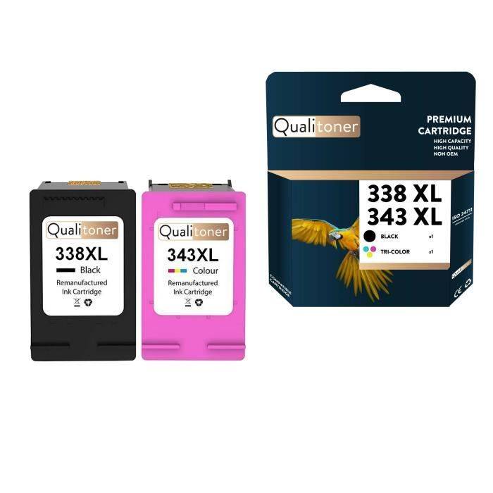 NOPAN-INK - x2 Cartouches compatibles pour HP 338XL + 343XL (C8765EE + C8766EE) compatibles HP HP PhotoSmart C 3100 3110 3125 3135