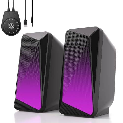 SOULION C30 PC Lautsprecher Bluetooth für Monitor, Laptop, Spiele, Desktop Computer Stereo-2.0 Boxen mit LED, 3,5 mm Aux-Eingang, USB-Stromversorgung, 1 Paar, Schwarz
