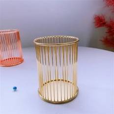 2 färger skönhetsmakeup förvaringslåda cylindriskt fall förvaring läppstift pensel penna hållare arrangör järn - Guld-