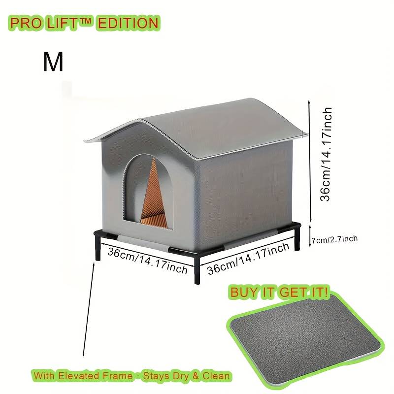 TEMU 1pc An Outdoor Cat House - A Cozy Winter For Stray And Small Dogs | Elevated Design, Offered In 3 Sizes, Suitable For Pets All Year Round, A Shelter For Wild Cats, An Ideal Present For
