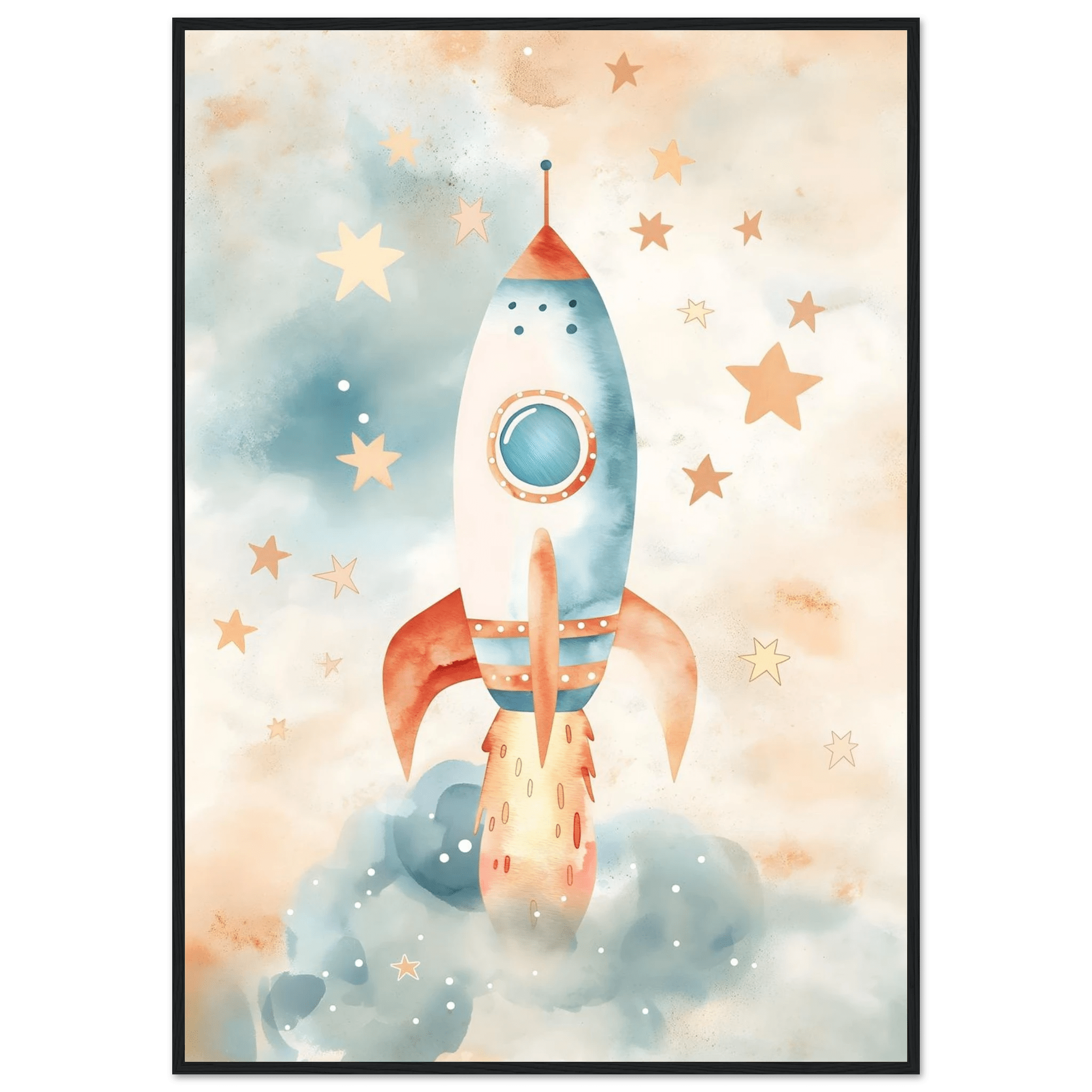 Raketposter-70x100 cm / 28x40″ / Med ram / Svart