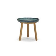 Tureen Soffbord | Verde Alpi Marmor/Ek | Ø38, H36 - Turkos