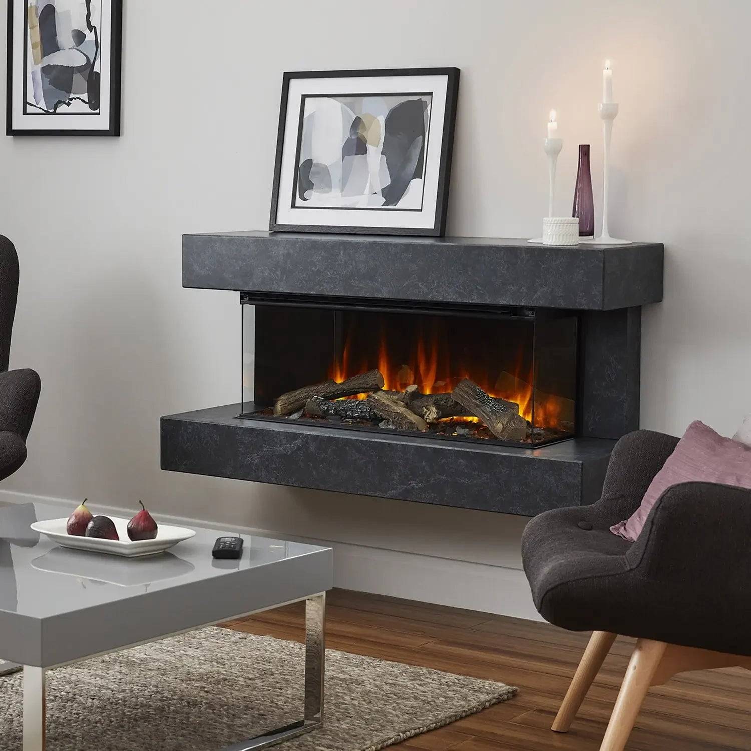 Winchester 1600 - Grå Marmor Elektrisk kamin