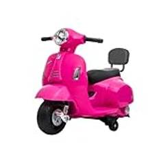 Elektrisk motorcykel för barn, 6 volt Vespa elektrisk barnvagn från Babycar med ryggstöd, Vespa elektrisk skoter med fotgas och MP3-åtkomst med integrerade lampor och ljud (rosa)