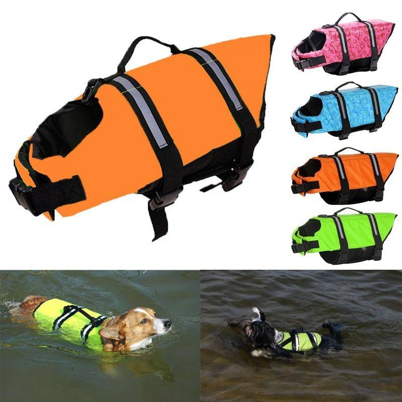 Pet Flotation Sommar Simning Flytväst Säkerhetsväst Hund Reflex Stripe Valp Simväst blå