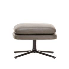 Vitra - Grand Relax Ottoman High, Basic Dark Power Coated , Back/Seat Leather Premium Umbra Grey, Felt Glides For Hard Floor - Sittpuffar - Antonio Citterio - Grå - Dun/MDF/Läder/Metall/Syntetiskt/Skum