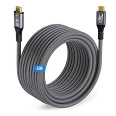 MOPOCHG USB C till USB C-kabel 5 m, USB C 3,2 Gen2 × 2 typ C laddningskabel flätad 20 Gbps Android bil typ C 240 W datakabel 4K HD-display för Thunderbolt 3/4, bärbar dator, mobiltelefon, bildskärm,