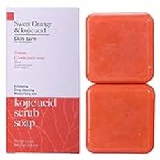 Kojic Acid Soap, Kojic Acid Soap Original, Kojic Acid Scrub Soap, Natural Sweet Orange Kojic Acid Soap för ansikte och kropp, grundlig rengöring, fuktgivande